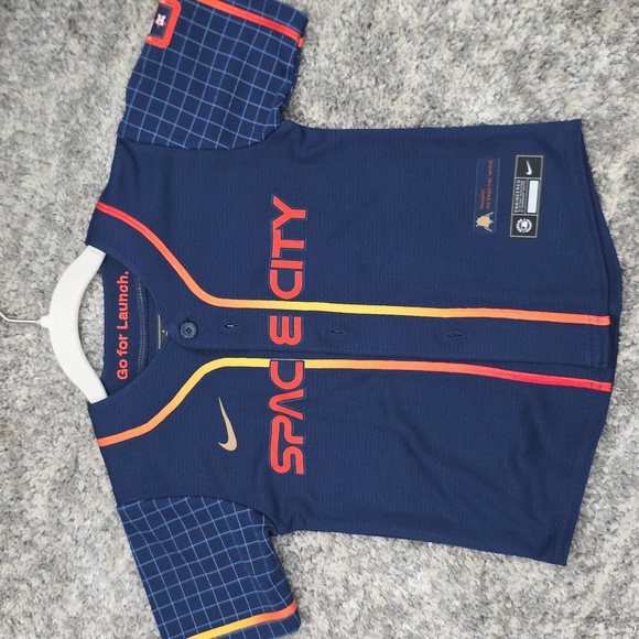 Nike ASTROS CITY CONNECT Kids Dark Blue Button-Up Jersey - Picture 1 of 2